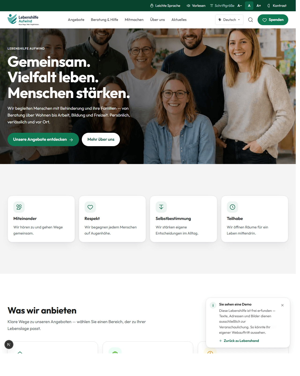 Vorschau der Website von Lebenshilfe Aufwind