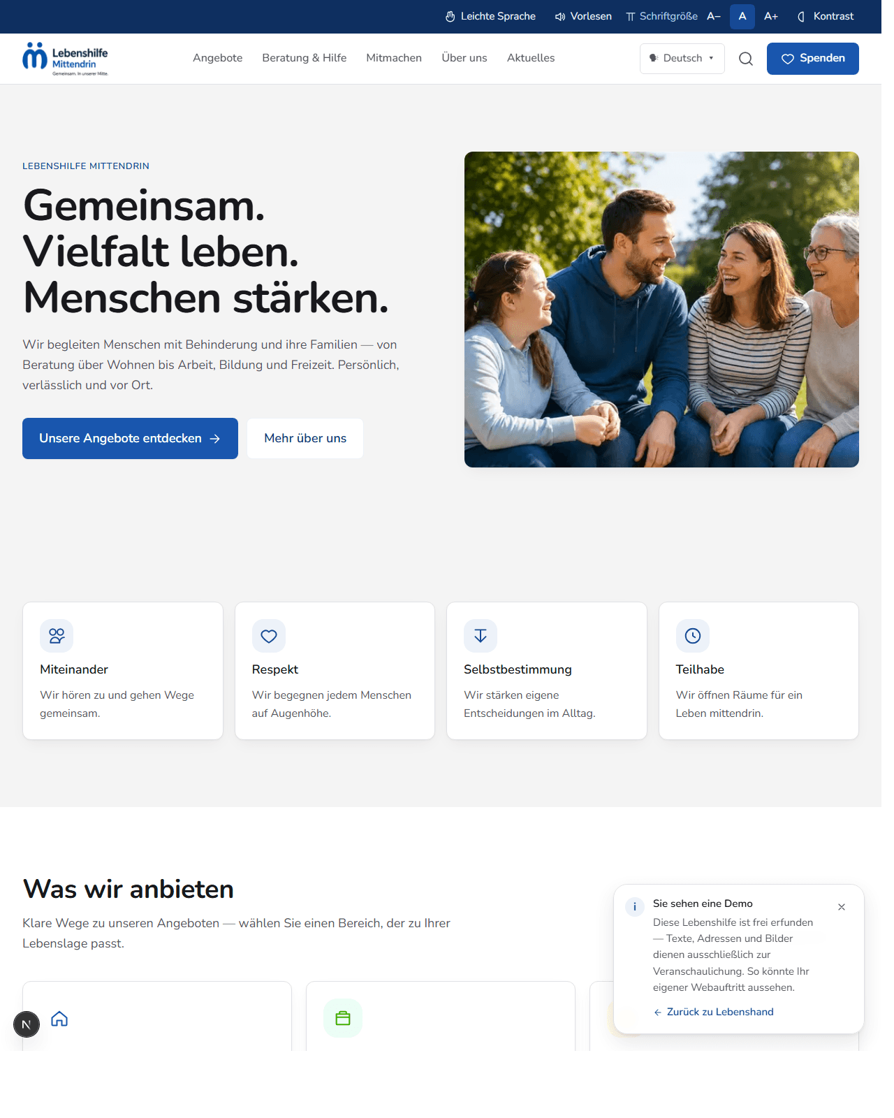 Vorschau der Website von Lebenshilfe Mittendrin